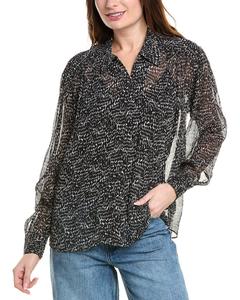 Топ из смесового шелка с принтом «Rag & Bone Emmy», черный