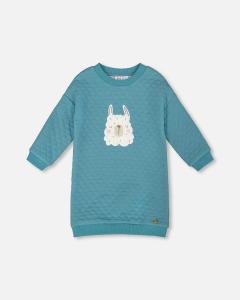 Стеганое платье-туника бирюзового цвета Deux par Deux