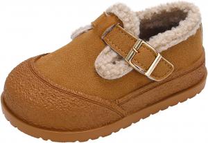 Мягкие домашние тапочки для малышей, плюшевые и теплые, для мальчиков и девочек, зимние ботиночки с плоской подошвой из искусственного меха Generic, Yellow-2