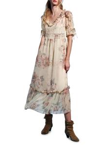 Платье макси из шифона с цветочными оборками Walter Baker, цвет Desert Rose