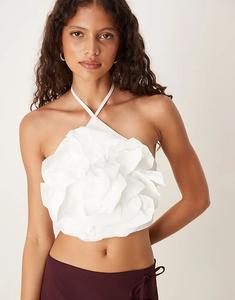 Топ-корсаж с цветочным принтом ASOS DESIGN белого цвета