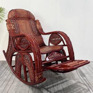 Fantasy Кресло-качалка из ротанга, большой размер, цвет antique red patina, с двойной подушкой