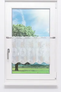 Штора кафе из кружева Plauen - Flower Time (Ш x В) 129,6см * 40см терра/Оранжевый Plauener Spitze