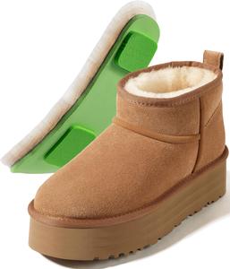 Мини-сапожки Mel&Syd из 100% австралийской овчины с поддержкой свода стопы - теплые термоботинки до -40°F (-40°C) - водонепроницаемая замша и дышащая зимняя обувь для городской прогулки и офисного ношения, Z-Platform Chestnut