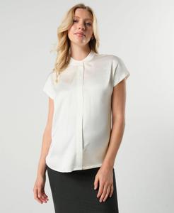 Атласная блузка с коротким рукавом для беременных со скрытой молнией для кормления MARION, Cream