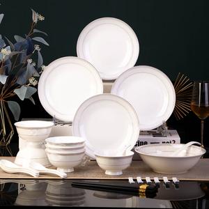 Wanwuzhongxiang Европейский набор легкой роскоши, керамическая посуда с подглазурной росписью, 36 предметов, золотой романтический сервиз на 6 персон