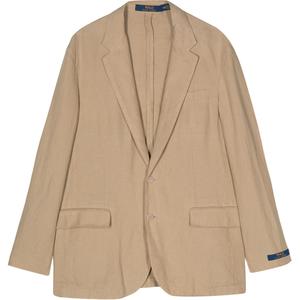 Однобортный льняной пиджак Polo Ralph Lauren, коричневый