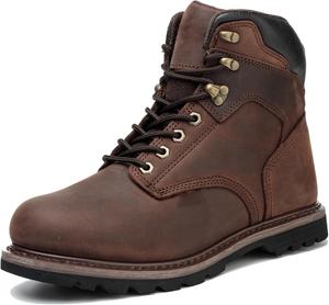 Мужские ботинки водонепроницаемые комфортные против усталости с мягким носком, противоскользящие ботинки для строительства и безопасности Generic, коричневый