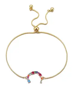 Браслет-Боло с разноцветными золотыми камнями Adornia, multi-c