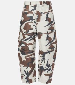 Брюки-карго Shon из хлопка с камуфляжным принтом Nili Lotan, цвет ivory/brown camo