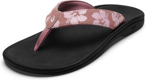 Женские пляжные сандалии OLUKAI Ohana, водонепроницаемые шлепанцы, поддержка свода стопы и комфортная посадка, легкие и прочные, улучшенное сцепление и устойчивость, Coral Rose/Pua
