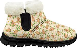 Ботинки на щиколотке для девочек с меховой подкладкой, теплые зимние нескользящие ботинки для вечеринок и праздников Pointodoor, Capybara Daisy