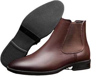 Мужские ботинки челси: модные, остроносые, деловые, повседневные, формальные, удобные, легкие, городские, для работы, офиса, униформы, банкетов, свадебных костюмов, вечерних нарядов, высокие кожаные ботинки Generic, Coffee