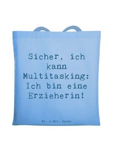 Mr. & Mrs. Panda Джутовая сумка с надписью "Многозадачность педагога с помощью S..." небесно-голубого цвета