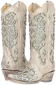 Женские белые ковбойские сапоги Corral с заостренным носком для свадьбы Corral Boots, зеленый