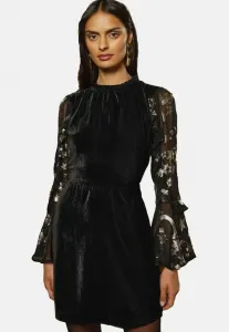 Мини-Коктейльное платье/вечернее платье прямого кроя с металлизированными рукавами Love & Roses, Black Cosmic