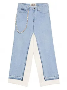 Джинсы с отделкой из бусин и вставками Kartik Research, синий