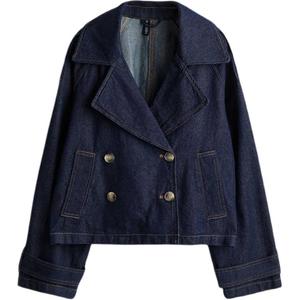 H&M Тренч женский из темного денима, Dark Denim Blue