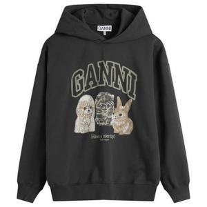 Isoli укороченная толстовка с изображением животных оверсайз Ganni, цвет phantom