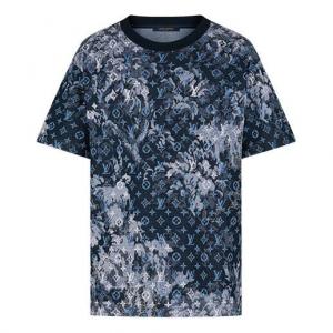Футболка lv monogram tapestry vintage floral pattern short sleeve for men blue Louis Vuitton, синий