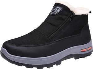 Зимние мужские ботинки с меховой подкладкой, теплые ботильоны на молнии, удобные для прогулок на улице Zplmide, черный