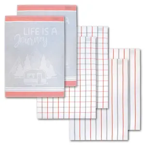 Полотенце Journey с 3 различными мотивами, LIFE IS A JOURNEY, из 100% хлопка, размеры каждого полотенца примерно 50x70 см Dyckhoff, коралл