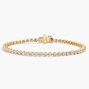 7-дюймовый теннисный браслет с тремя зубцами из желтого золота 14 карат (3 карата Tw. - HI / SI1-SI2) Blue Nile