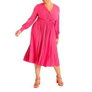 Eloquii Женское платье больших размеров с плиссированной юбкой и узлом спереди ELOQUII, цвет Lilac Rose