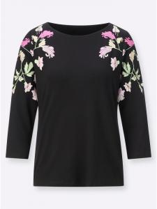 Рубашка с рукавами 3/4 с принтом черного и лилового цветов creation L