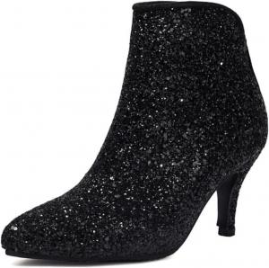 Женские блестящие ботильоны Aflngle на высоком каблуке-стилет, с острым носком, задней молнией, короткие блестящие ботиночки, удобные туфли для свадьбы, вечеринок, выпускного или вечернего платья