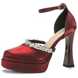 City camel Женские туфли на платформе с массивным каблуком Бордо, цвет Burgundy