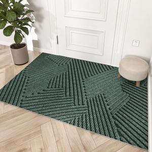 Dajiang Ковер 45x75 см для прихожей, геометрический, зеленый, Simple Loop Mat, не скользит, Sandy Removal/Non-Slip Stable