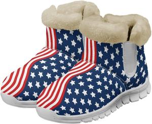 Зимние сапоги с американским флагом Chaqlin, женские снежные сапоги на плоской подошве, мягкие, уютные, с нескользящей подошвой, удобные легкие повседневные ботинки до щиколотки на 4 июля, Usa Flag Print
