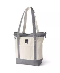 Сумка-тоут среднего размера из плотной ткани с карманами на молнии и длинной ручкой Lands' End, белый