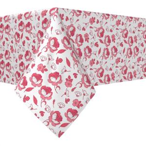 Квадратная скатерть, 100 % хлопок, 52x52 дюйма, розовый цветочный дизайн