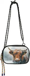Сумки через плечо для женщин и мужчин, мини-кошелек для телефона из ткани со съемным ремешком, с принтом «Высокопоставленные коровы» в зимнем стиле, для путешествий и походов.