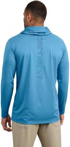 Легкая мужская футболка Carhartt Force Sun Defender с длинными рукавами и капюшоном, с графическим логотипом, Horizon Blue Heather