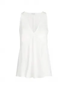 Топ с атласными вставками и V-образным вырезом Brunello Cucinelli, белый