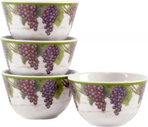 Certified International Meadow Brook Vineyard набор из 4 мисок для соусов, диаметр 10 см, для кухни и праздников, мультиколор