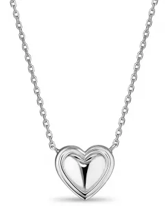 Ожерелье в форме сердца с контурной линией из стерлингового серебра, регулируемые размеры 16/17/18 дюймов Devata, silver