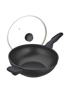 Сковорода вок с крышкой черного цвета - Ø 30 см relaxdays