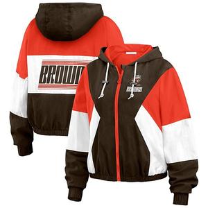 Женская ветровка Cleveland Browns с цветными блоками, коричневая/оранжевая, на молнии Wear By Erin Andrews