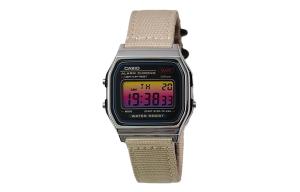 CASIO Мужские часы Retrofit Series с кварцевым механизмом и нейлоновым ремешком, черный циферблат