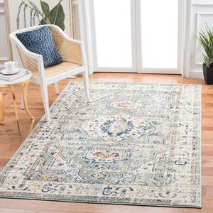 Ковер SAFAVIEH, 161 x 229 см, Madison Collection, Grey & Ivory, дизайн Boho Chic Medallion, без линьки и простой в уходе, идеален для помещений с высокой проходимостью в гостиной, спальне (MAD468G)