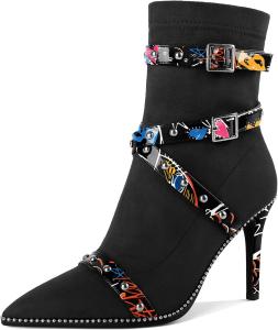 Женские ботильоны Joseywade с каблуком 3,7 дюйма, шпильку, украшенные бусинами и заклепками, с заостренным носком, боковой молнией, из замши, размер 5-13