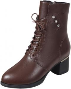 Женские модные короткие ботинки на толстой подошве, большого размера, с боковой молнией. Подходят для осенне-зимних образов или рабочей одежды. HoaloX, Brown