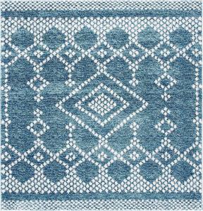 Ковер SAFAVIEH, 201 x 201 см, коллекции Tunisia, Navy & Ivory, марокканский племенной дизайн, не линяет и прост в уходе, идеален для помещений с высокой проходимостью в гостиной, спальне (TUN741N)