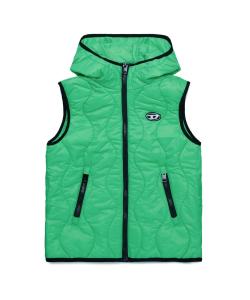 Стеганый жилет с капюшоном и одним логотипом бренда DIESEL для детей и подростков.