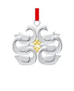Двенадцать дней рождественских украшений – 6 гусей несут яйца Nambé, silver-tone