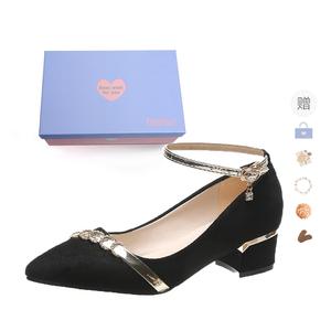 Xingdiman Женские туфли на высоком каблуке золотисто-черные с массивным каблуком [подарочный набор] (с подарком), цвет Black Chunky Heel[Gift Box Set](Gift Included)